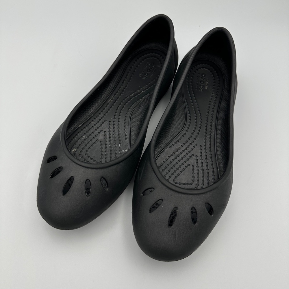 CROCS Kelli Flats Women’s 7 Black Slip On Comfort Ballet‎ Shoes Business Casual